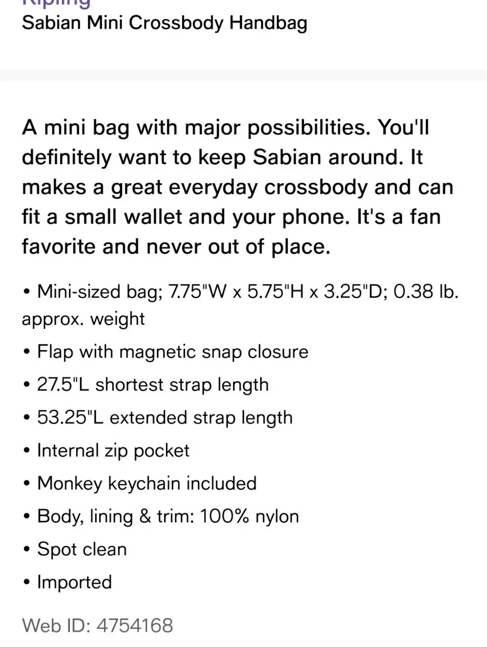 Kipling Sabian Mini Handbag